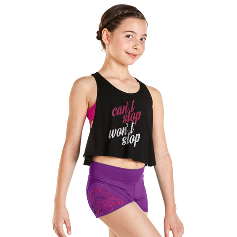 KAIA BY BLOCH BLACK OPEN MESH TOP "DON'T STOP WON'T STOP" KA008T. TONBRIDGE DANCEWEAR