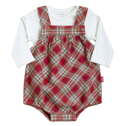 Kite Check Bubble Romper Set