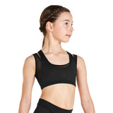 KAIA BY BLOCH RACER BACK CROP TOP BLACK AND PIA. KA006S. TONBRIDGE DANCEWEAR