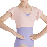 Mirella Crinkle Mesh Mock Wrap Top