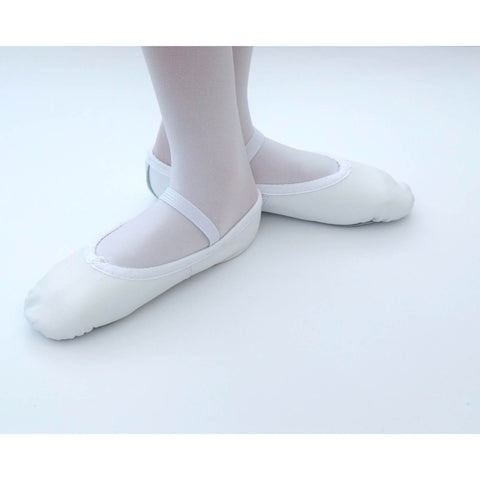 Tappers And Pointers White Full Sole Leather Ballet Shoe