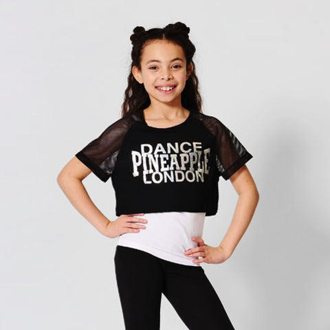 Pineapple Mesh Sleeve Double Layer Top